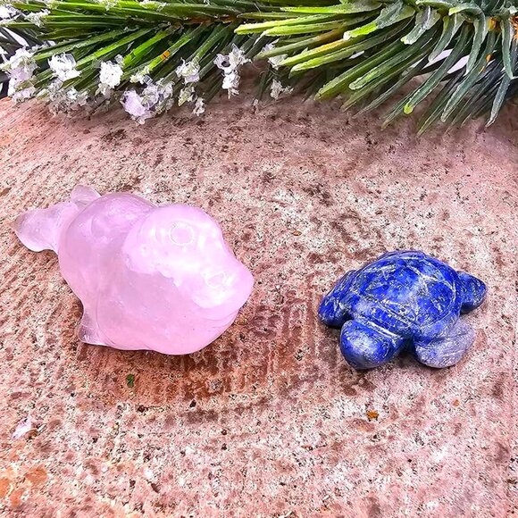 Nature Crystal Stone Carved Sea Seal & Turtle Figures - Picture 4 of 10